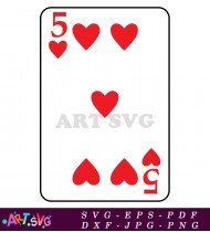 Five Of Hearts Red Card Graphic SVG 1