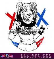 Harley Quinn Cartoon Girl Pose SVG 2