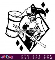 Harley Quinn Cartoon Girl Hammer SVG