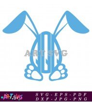 Blue Bunny Ears Initial Monogram Letter M SVG