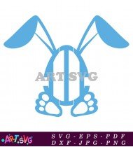 Blue Bunny Ears Initial Monogram Letter D SVG 2