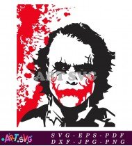 Joker Character Cartoon Design with Red Blood SVG