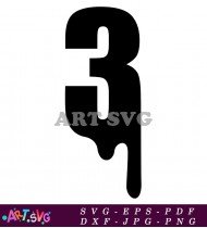 Bold Black Number Three Clip Art Design SVG 1