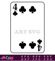 Four Of Clubs Playing Card Vector Illustration SVG 2