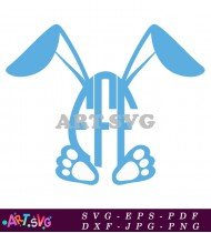 Blue Easter Bunny Monogram with Paws SVG