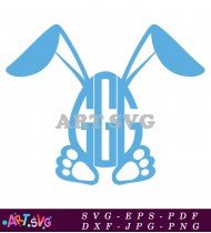 Monogram Bunny Design with Blue Ears SVG