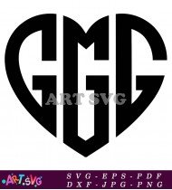 GGC Monogram Heart Shape Black And White SVG