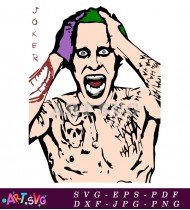 Joker Face With Hair And Tattoo SVG