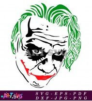 Joker Face With Green Hair Vector SVG