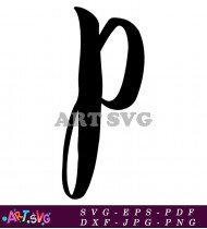 Black Monogram Letter with Cursive Font Design SVG