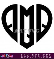 Heart Shaped Monogram Design with Two Initials SVG 1