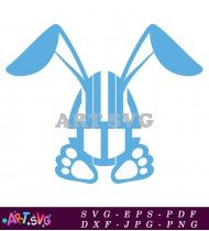 Blue Monogram Bunny Outline for Initial SVG