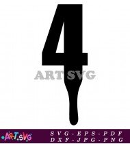 Abstract Black Number Four Design SVG