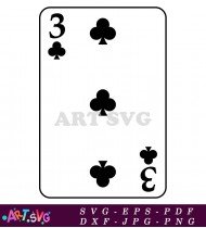 Three of Clubs Playing Card Graphic SVG