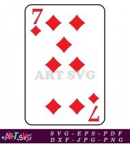 Red Diamond Card Number Seven Illustration SVG