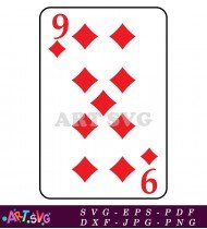 Red Diamond Card Number Nine Illustration SVG