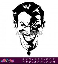 Joker Cartoon Face Black And White Design SVG 1