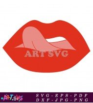 Lips with a tongue and red tone SVG