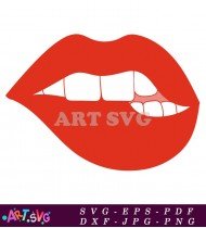 Lips with teeth and a red tone SVG 3