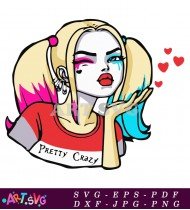 Pretty Crazy Harley Quinn Cartoon Design SVG