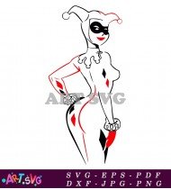 Red and Black Harley Quinn Silhouette Design SVG