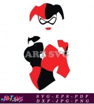 Harley Quinn Black and Red Silhouette Graphic SVG