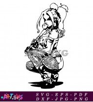 Harley Quinn Sideways Tattoo Design SVG