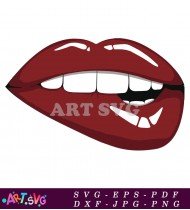 Lips Open Mouth Design Glossy Red SVG 1