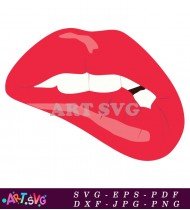 Open Lips Bite Lip Cartoon Vector SVG