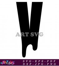 Big V Black Drip Cartoon Vector SVG