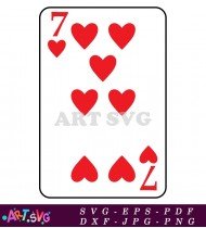 Seven Of Hearts Classic Card Game Design SVG