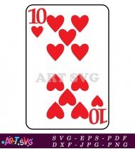 Ten Hearts Classic Card Game Image Design SVG