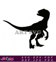 Velociraptor Dinosaur Silhouette Black and White SVG