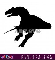 Black And White Silhouette Of Dinosaur SVG