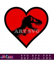 Red Heart With Dinosaur Illustration SVG