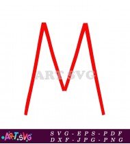 Red Line M Alphabet Letter Icon SVG