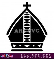 Simple Black Crown With Cross Design Icon SVG