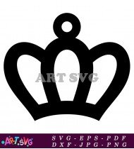 Simple Black Crown Vector With Curves SVG