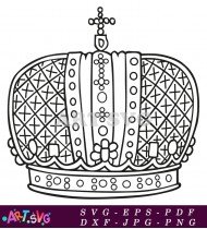 Traditional Style Crown With Intricate Jewels SVG