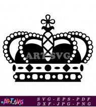 Simple Black Crown With Decorative Diamond Accents SVG