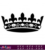 Black and White Crown with Gemstones Design SVG