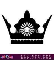 Black and White Vintage Crown with Star SVG