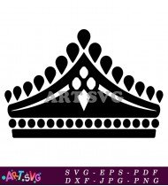 Traditional Crown Black And White Design With Jewels SVG