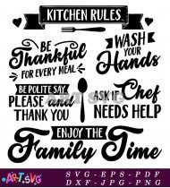 Be Thankful Wash Hands Kitchen Rules Sign SVG