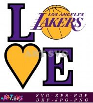 Love Purple Yellow Lakers Logo Design SVG