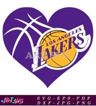 Lakers Basketball Heart Logo Design SVG 1