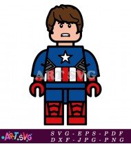 Lego Minifigure Captain America With Red And Blue Suit SVG