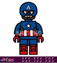 Lego Minifigure Super Hero Captain America With Shield SVG