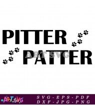 Black Paw Print Pitter Patter Dog Stickers SVG 1