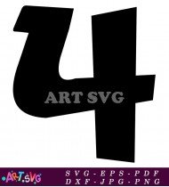 Black Number Four Clipart Vector SVG